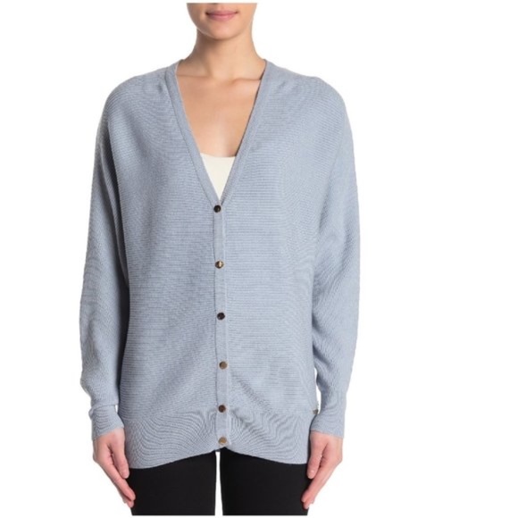 T Tahari Ottoman Ribbed Knit Button Front Cardigan - Picture 5 of 6